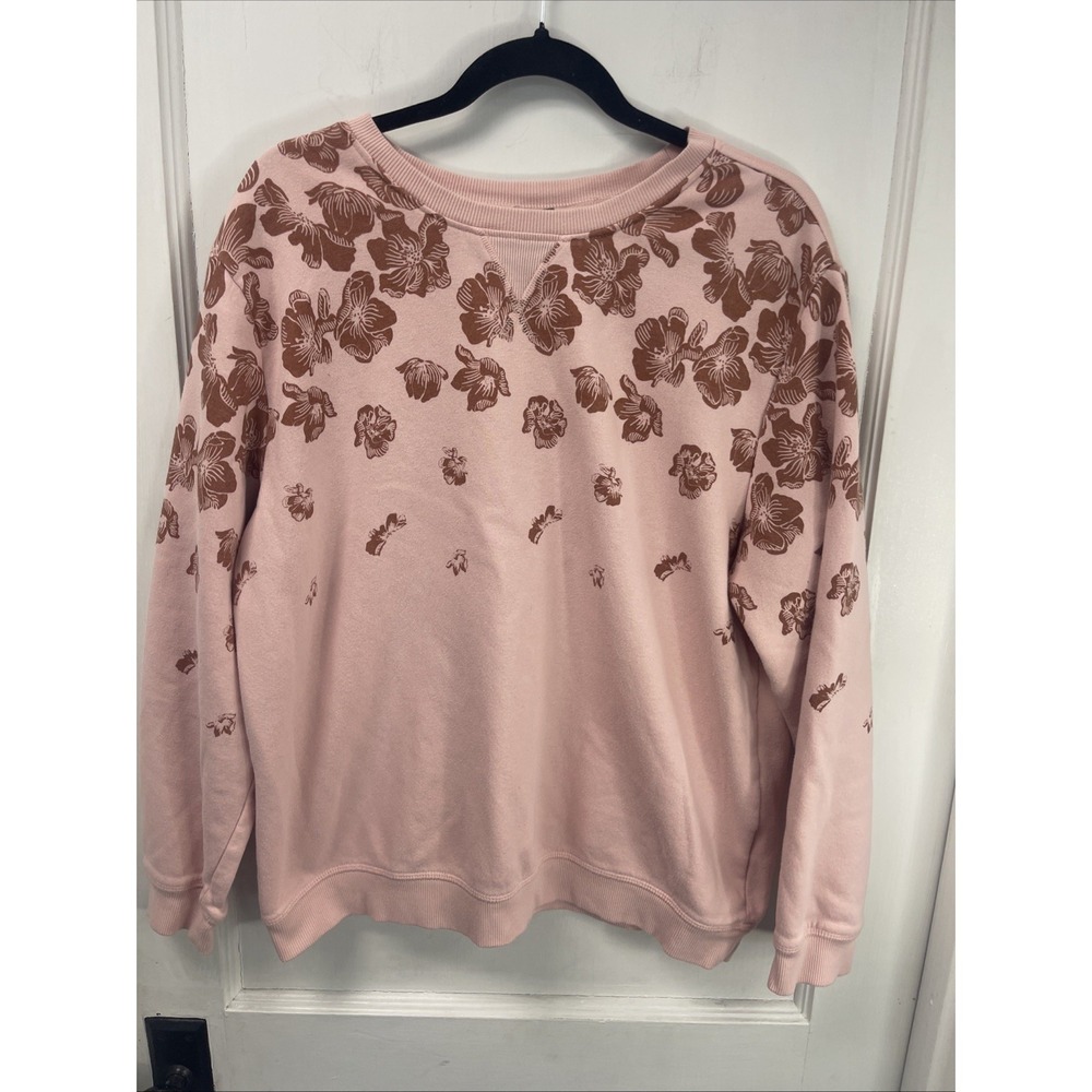 Style&CO Sweatshirt Woman's Size Extra Large Floral Sweatshirt, Pink